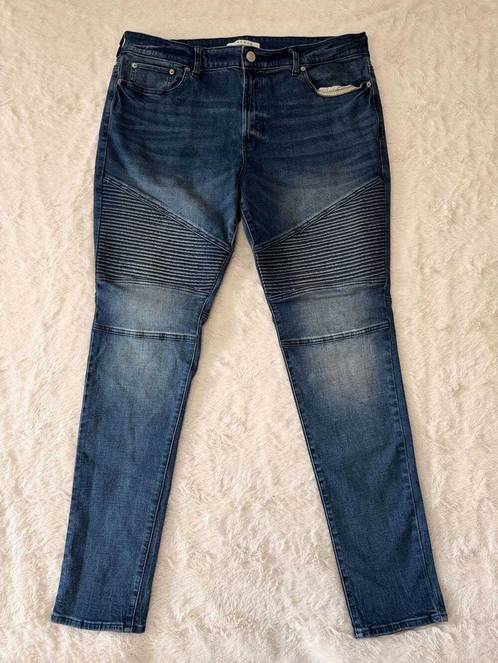 PacSun Stacked Skinny Moto Panel Jeans Medium Blue Wash Men Size 36x32